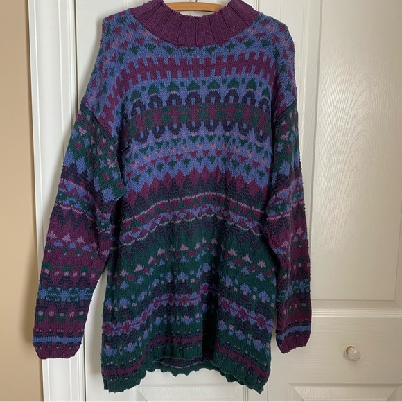 Vintage L.L. Bean Women's Fair Isle Nordic Sweater L Fisherman Cozy Heavy Knit - Picture 1 of 7